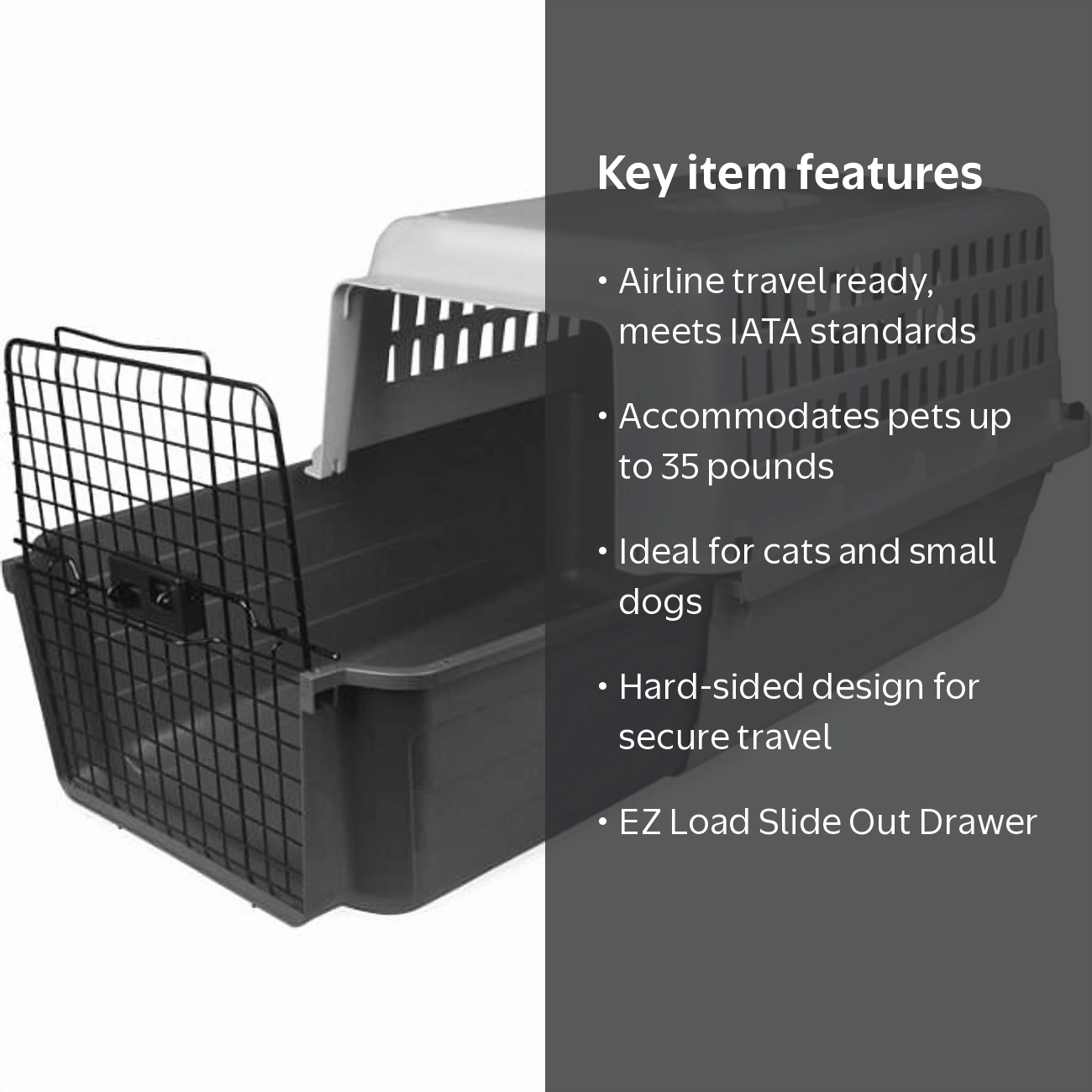 Van Ness Plastic Calm Carrier, 24 in, Slide Out Drawer, Hard-Sided