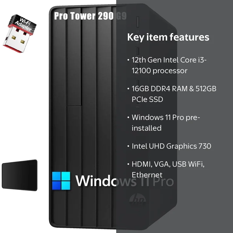 HP, Business Desktop, Intel 12th Gen i3, 16GB RAM, 512GB SSD