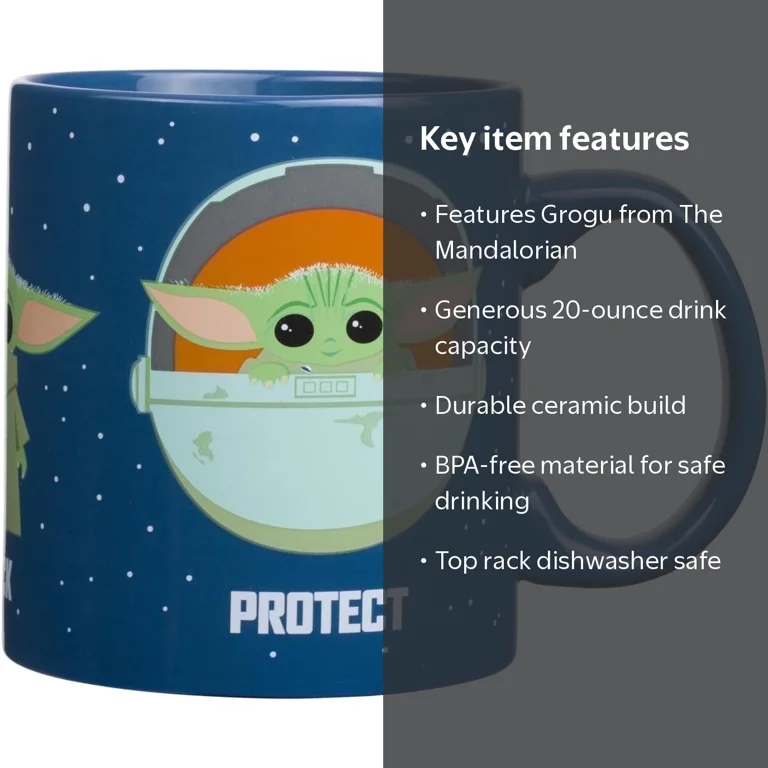 Silver Buffalo Star Wars Mandalorian Baby Yoda Grogu Ceramic Mug Silver Buffalo Star Wars Mandalorian Baby Yoda Grogu Ceramic Mug