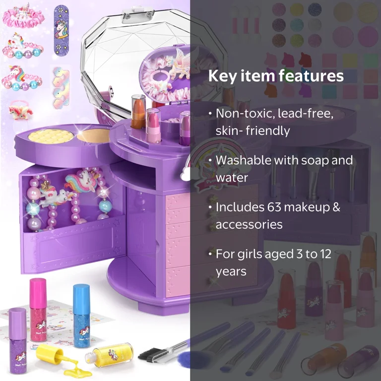 メイク道具・化粧小物 NOEVIR MAKEUP KIT 2026 SPRING PERRYHOME, Kids Makeup Set, 2026, Washable Unicorn Toy for Girls 3