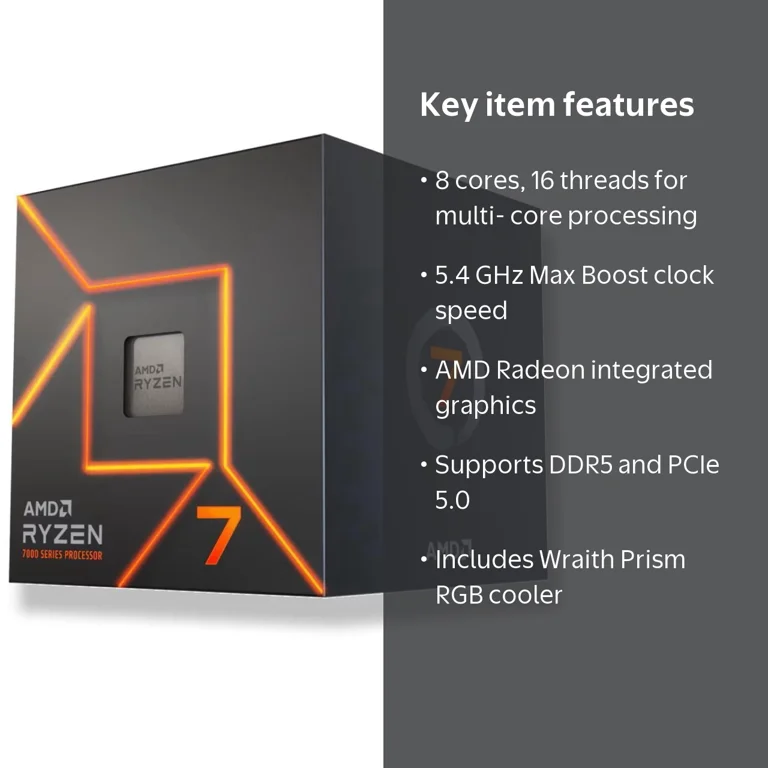 AMD Ryzen 7 7700, 8 Core Socket AM5 65W Processor with Radeon