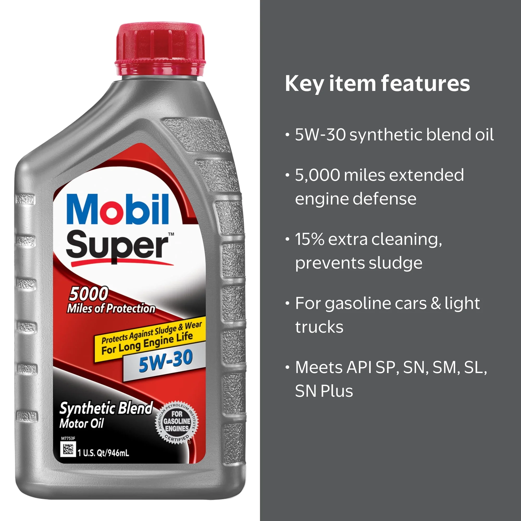 Mobil Super Synthetic Blend Motor Oil 5W-30, 1 Quart - Walmart.com