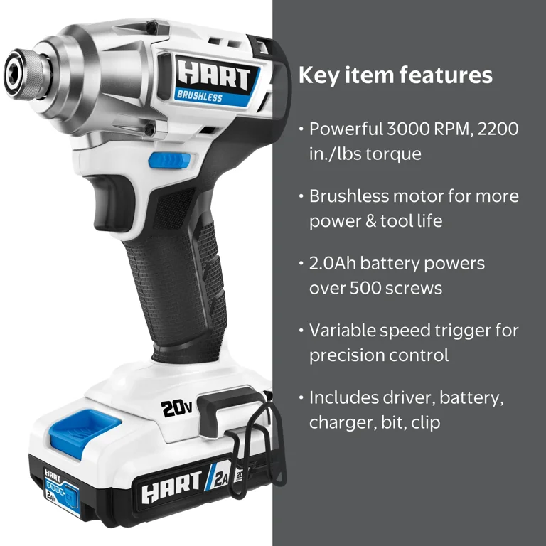 Hartページ HART Power Tools: 20-Volt Brushless Impact Driver Set with Battery