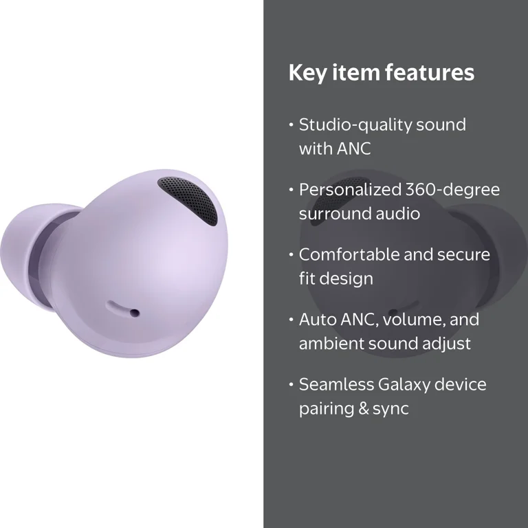 Samsung Galaxy Buds2 Pro Bluetooth Earbuds, Noise-Canceling True