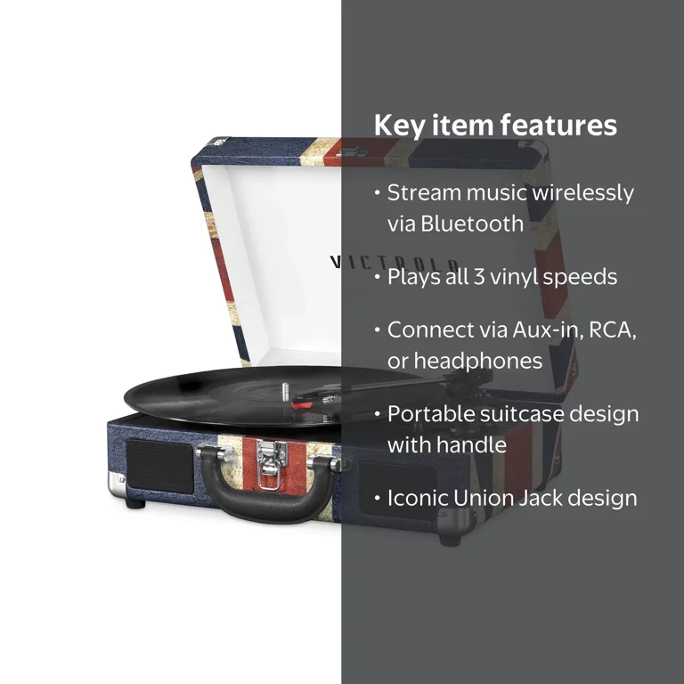 Victrola The Journey Bluetooth Suitcase Record Player with 3-speed