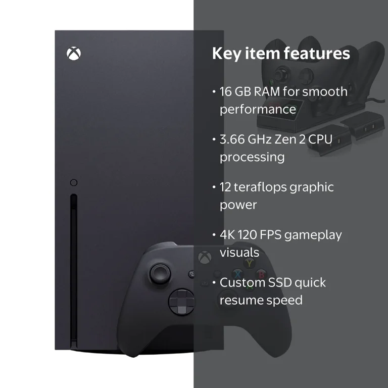 2022 Xbox Series X Console, Black with Ozeal Charger - 4K Gaming