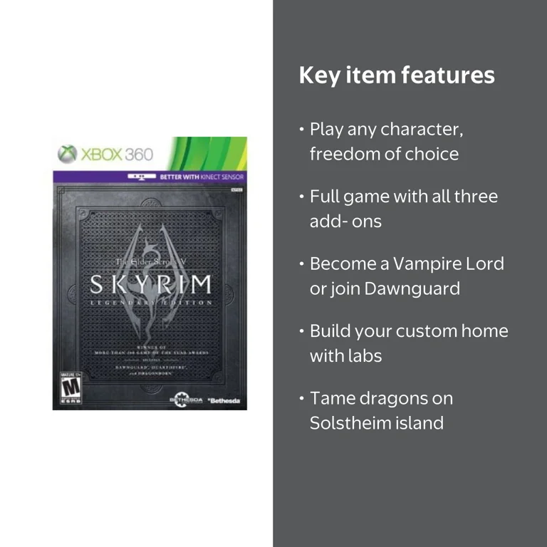 Bethesda Softworks, Skyrim Legendary Edition, Xbox 360 93155160019