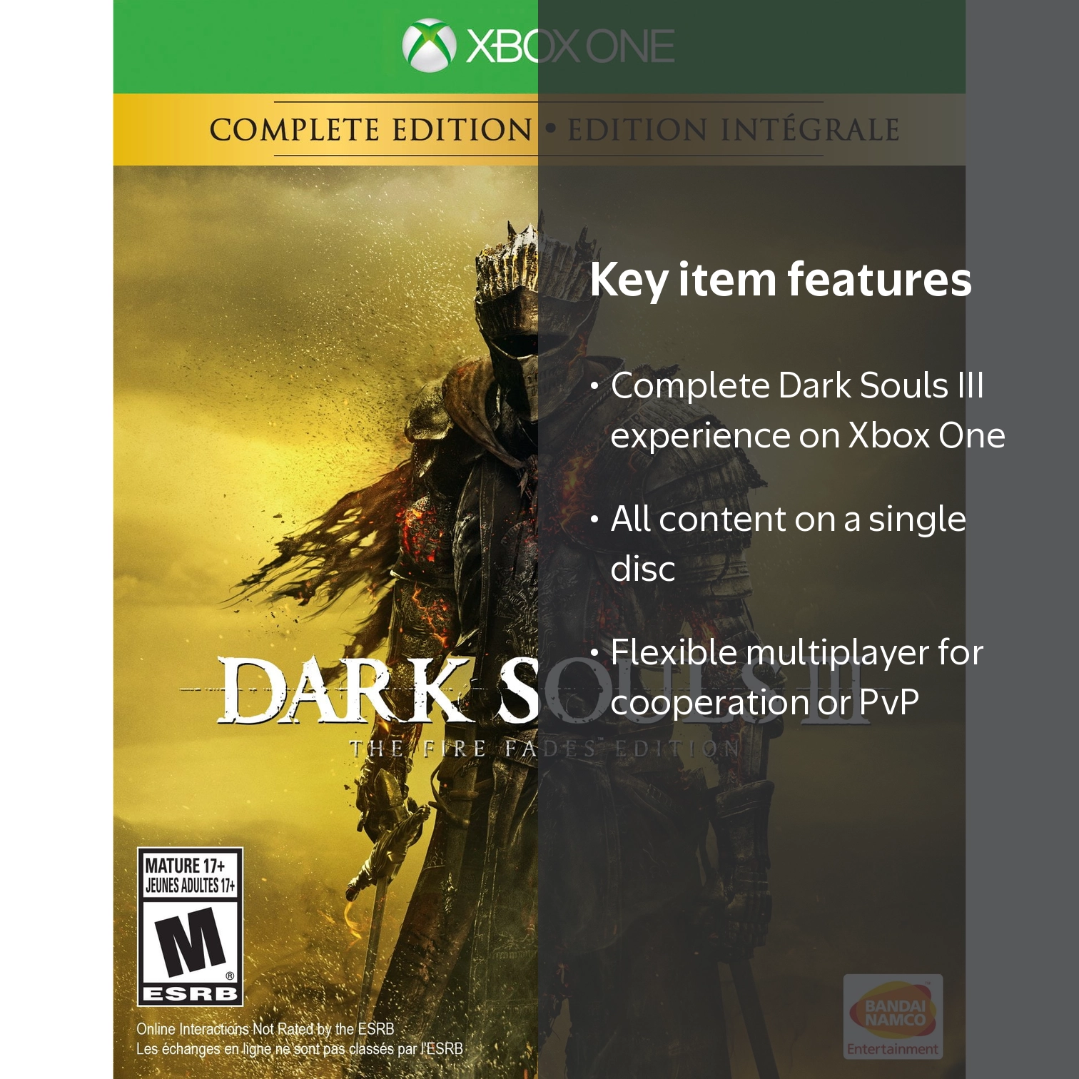 Bandai Namco, Dark Souls III The Fire Fades Edition, Xbox One