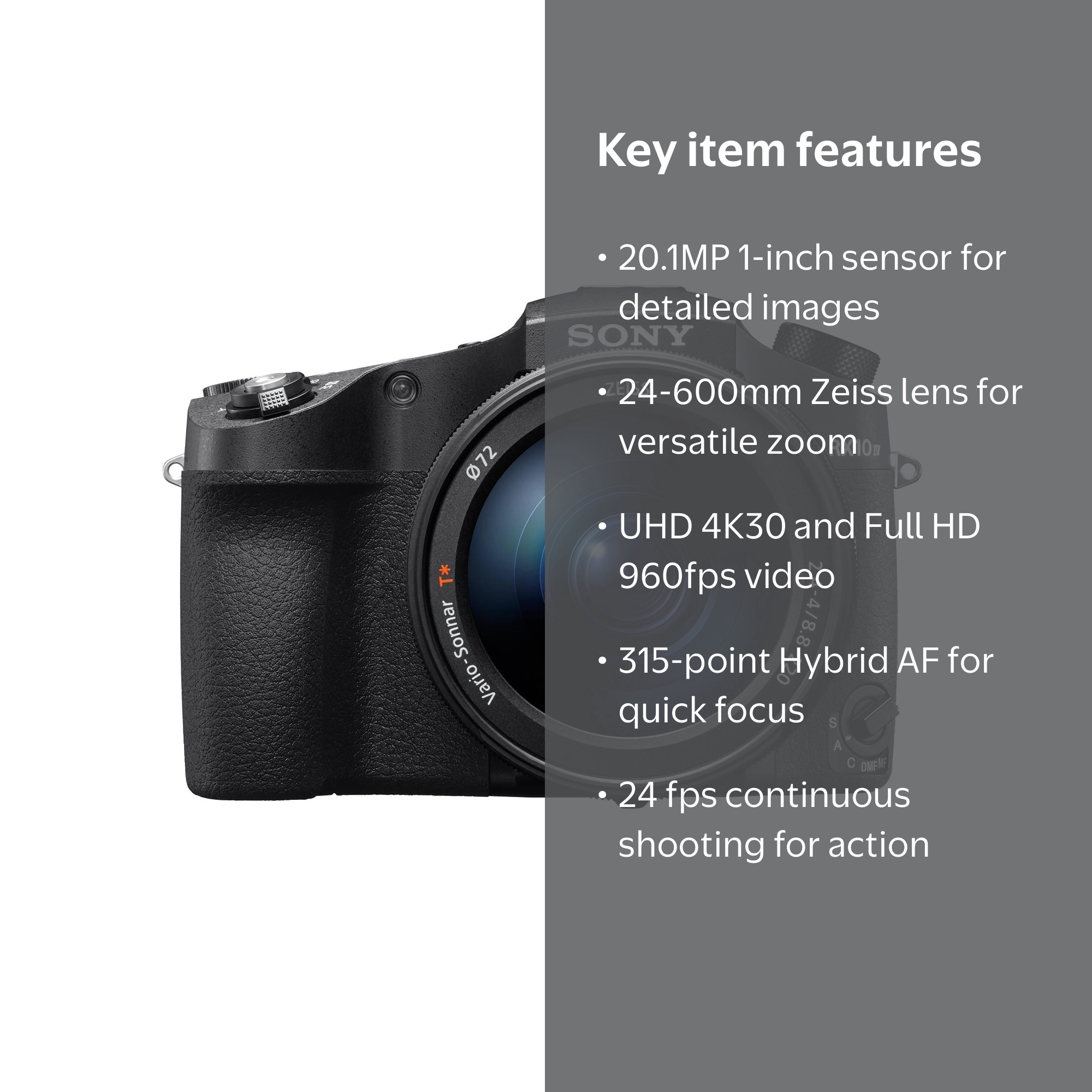 SONY RX10 IV ズームデジタルカメラ　海外言語VER Sony RX10 IV Cyber-Shot 20.1MP Camera, 24-600mm F2.4-F4 Lens