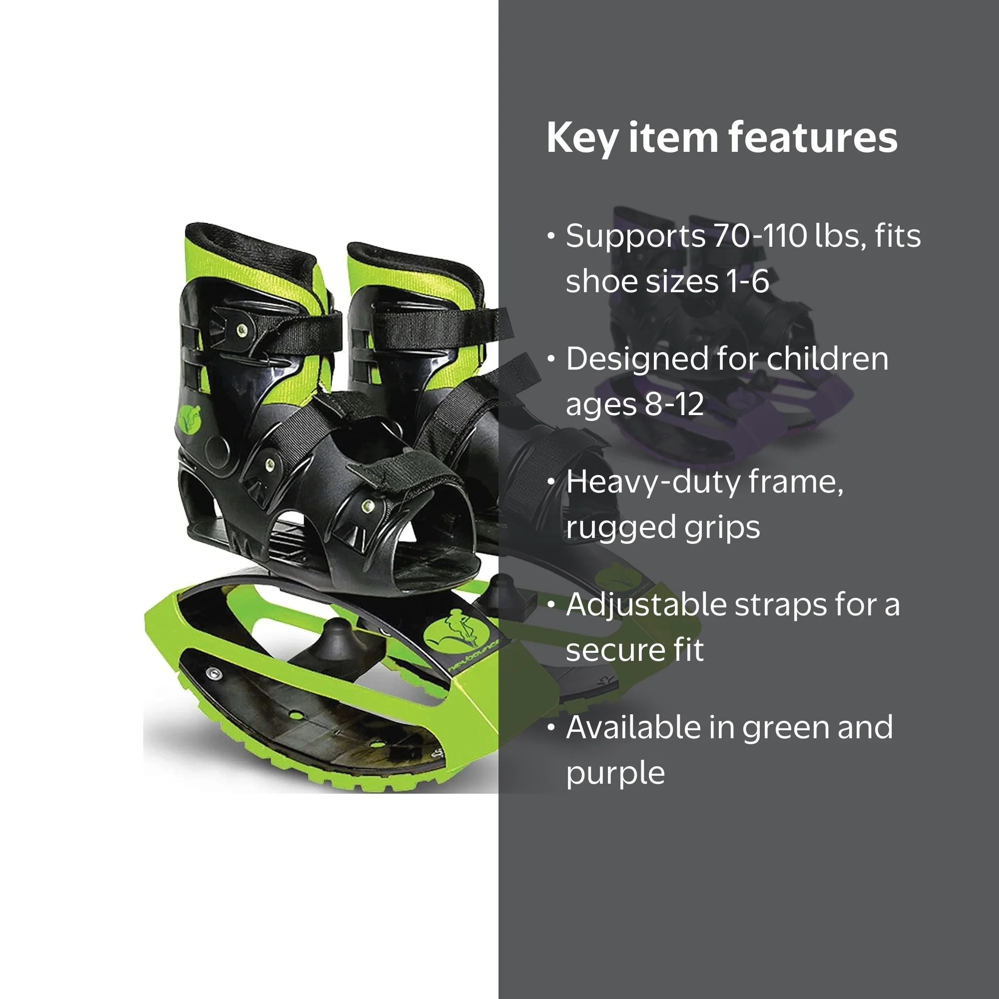 New Bounce Kangaroo Jumping Shoes for Kids, Sizes 1-6, Green