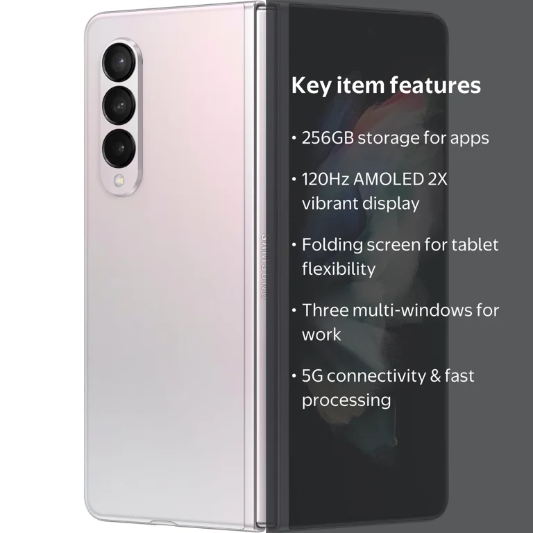 Samsung Galaxy Z Fold 3 5G 256GB Unlocked Cellphone, Phantom