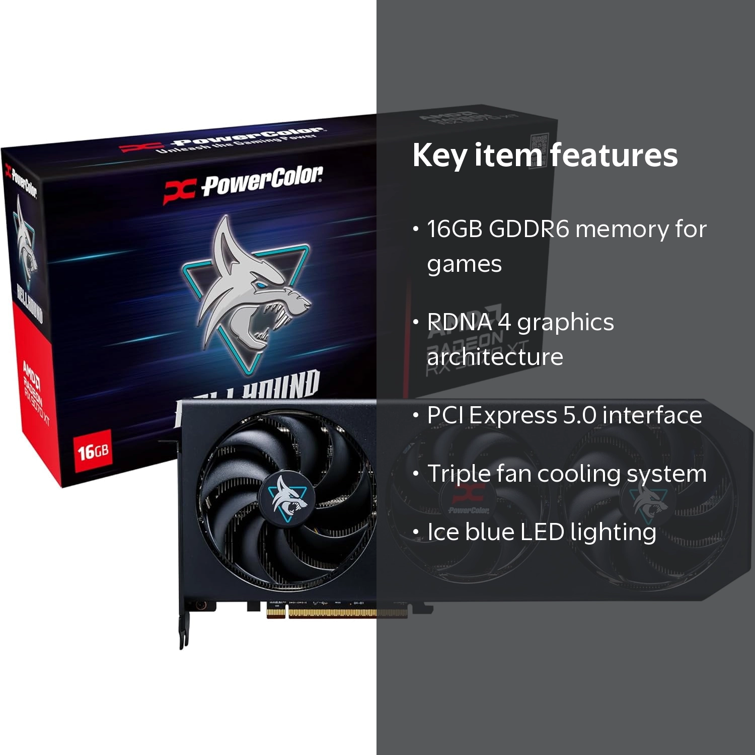 PowerColor Hellhound Radeon RX 9070 XT 16GB 256-Bit GDDR6 PCI