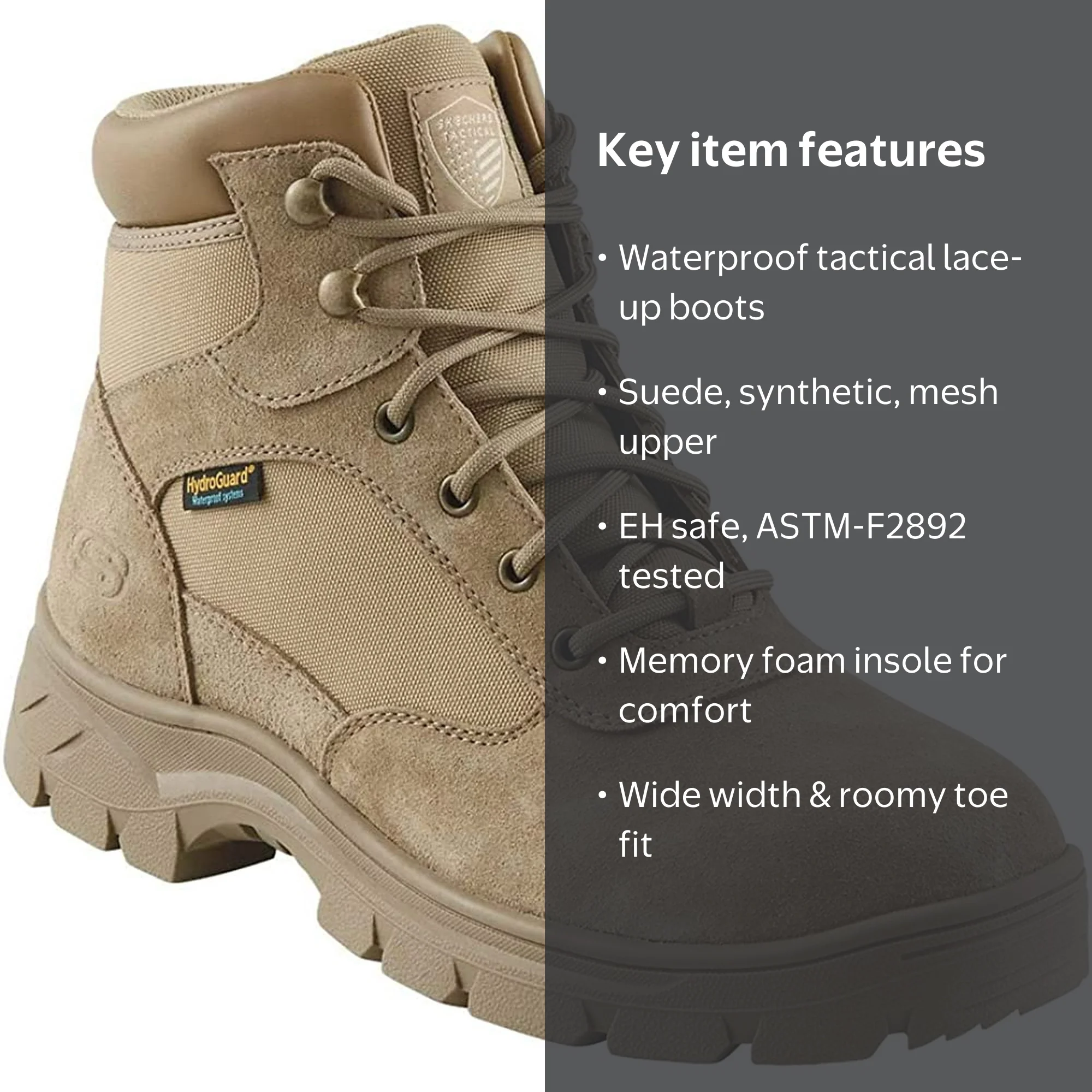 Men’s Skechers Tactical Work Boots Size 8 Composite Safety Toe Memory Foam Skechers Wascana Tactical Boot - Waterproof & Comfortable  main image 2