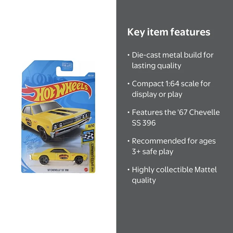Hot Wheels '67 Chevelle SS 396, HW Speed Graphics 8/10 Yellow 183