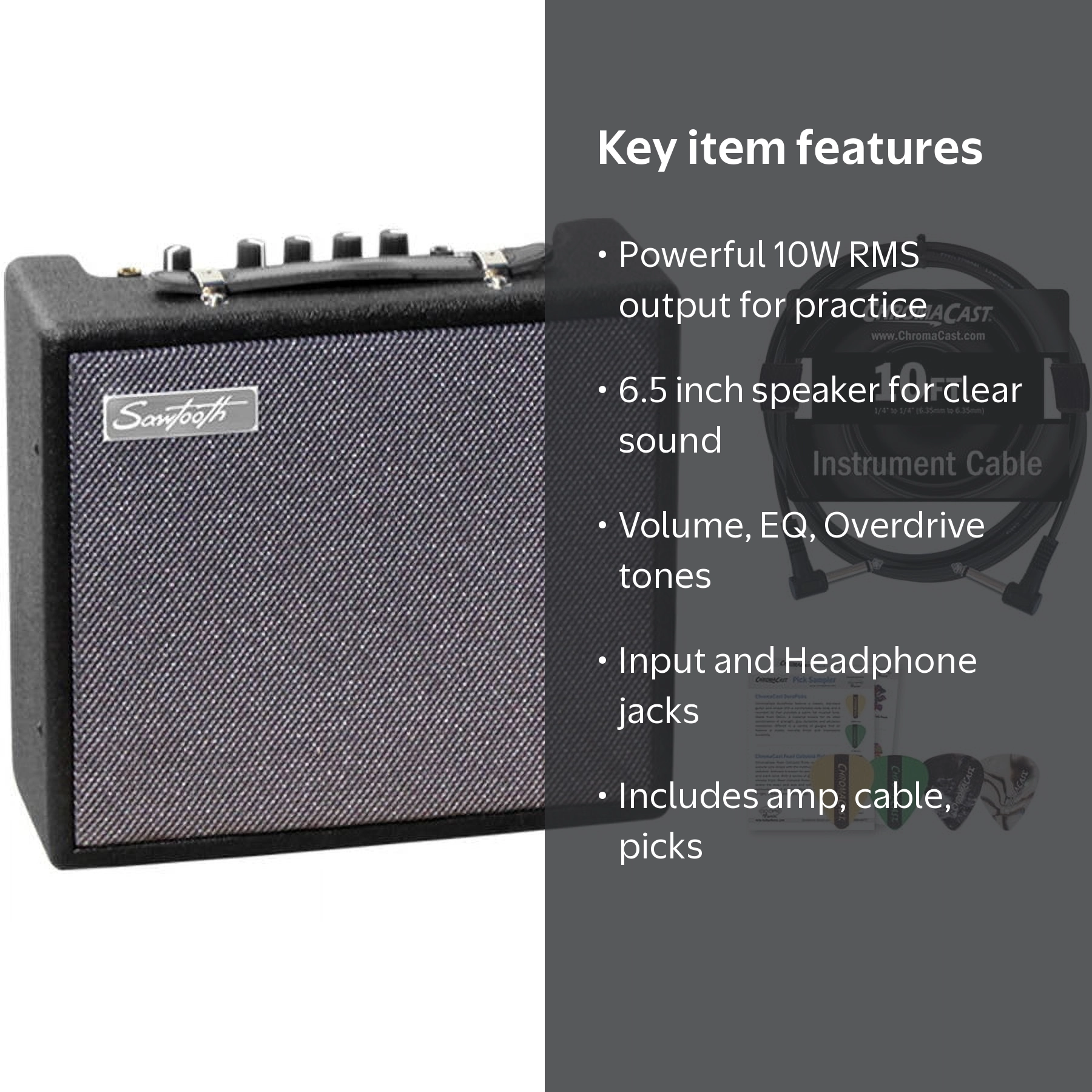 Sawtooth 10-Watt Electric Guitar Amplifier with ChromaCast Pro