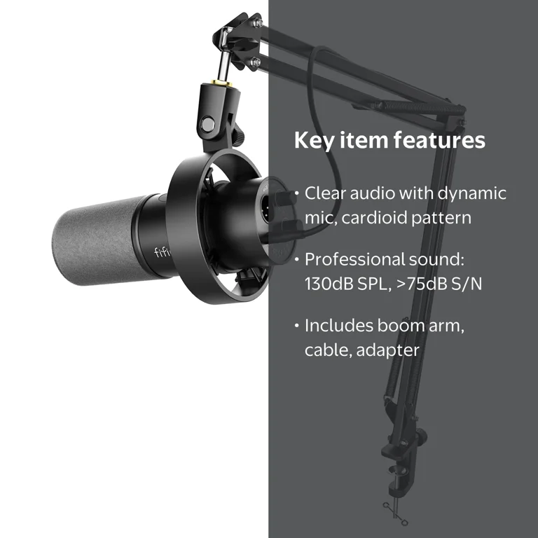 Free Shipping! FIFINE XLR USB Podcast Microphone with Boom Arm