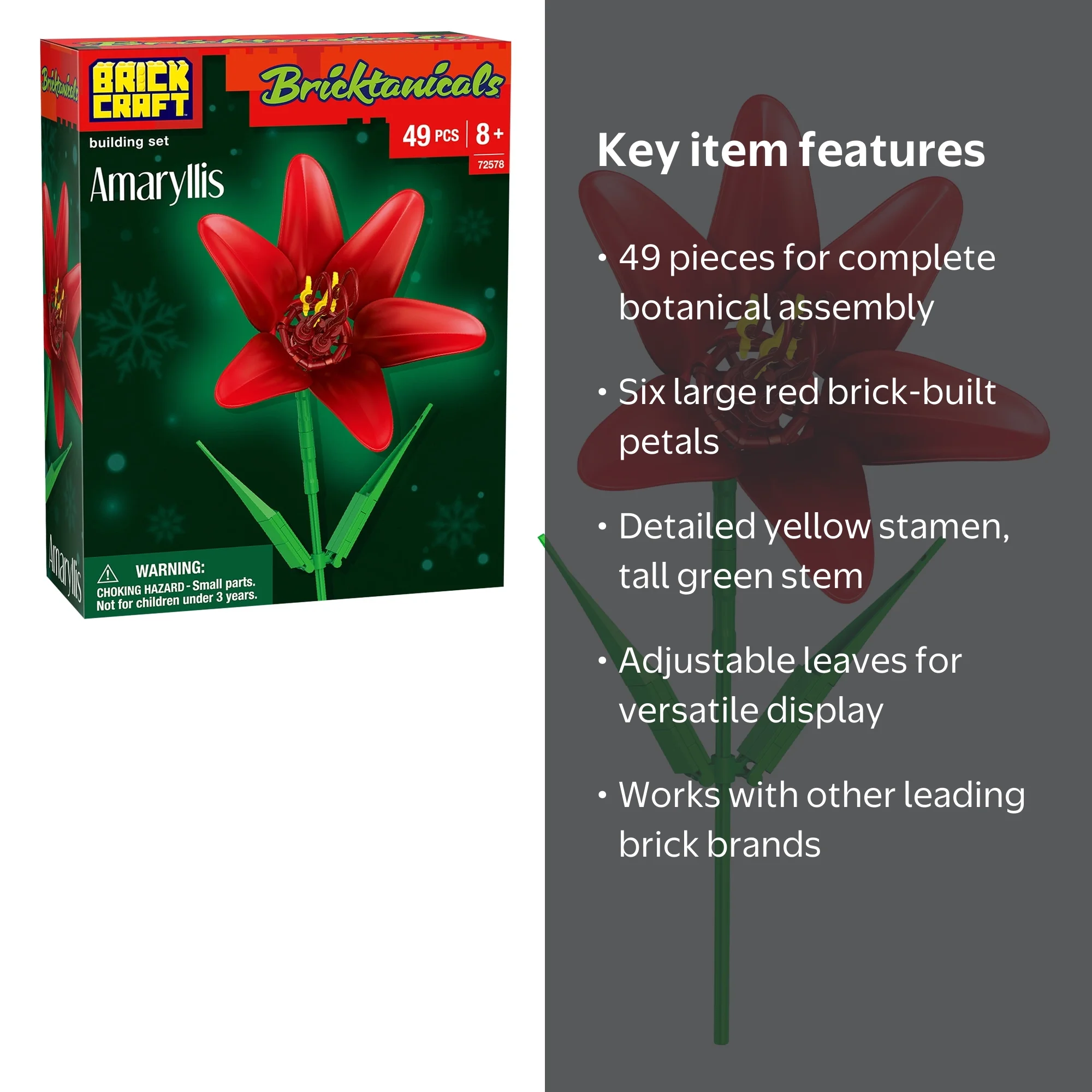 Brickcraft Bricktanicals Amaryllis Building Kit - 49 Piece