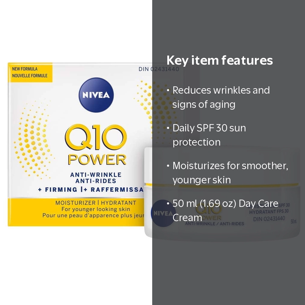 NIVEA Q10 Plus Anti-Aging Day Care Cream, SPF 30, Hydrating Facial