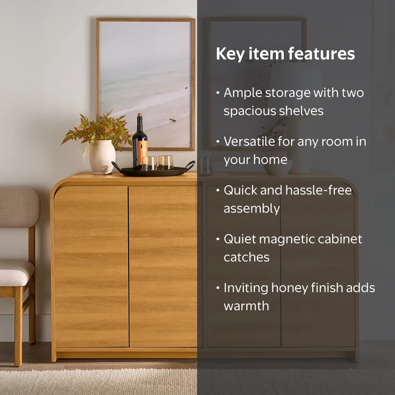 Better Homes & Gardens Juliet Sideboard, Light Honey Finish