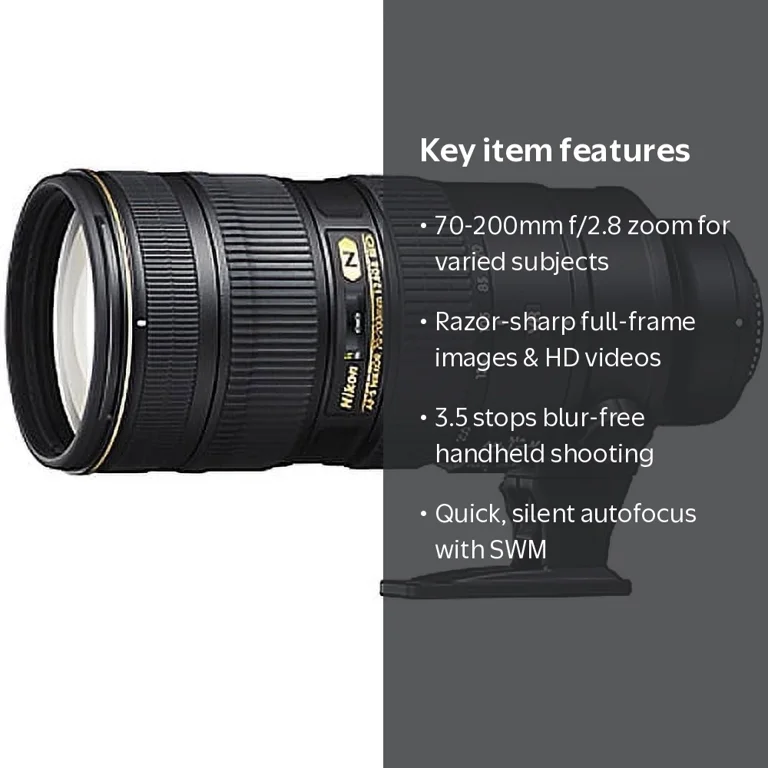 Nikon AF-S Nikkor 70-200mm f/2.8G ED VR II Zoom Lens - Walmart.com Nikon AF-S Nikkor 70-200mm f/2.8G ED VR II Zoom Lens - Walmart.com