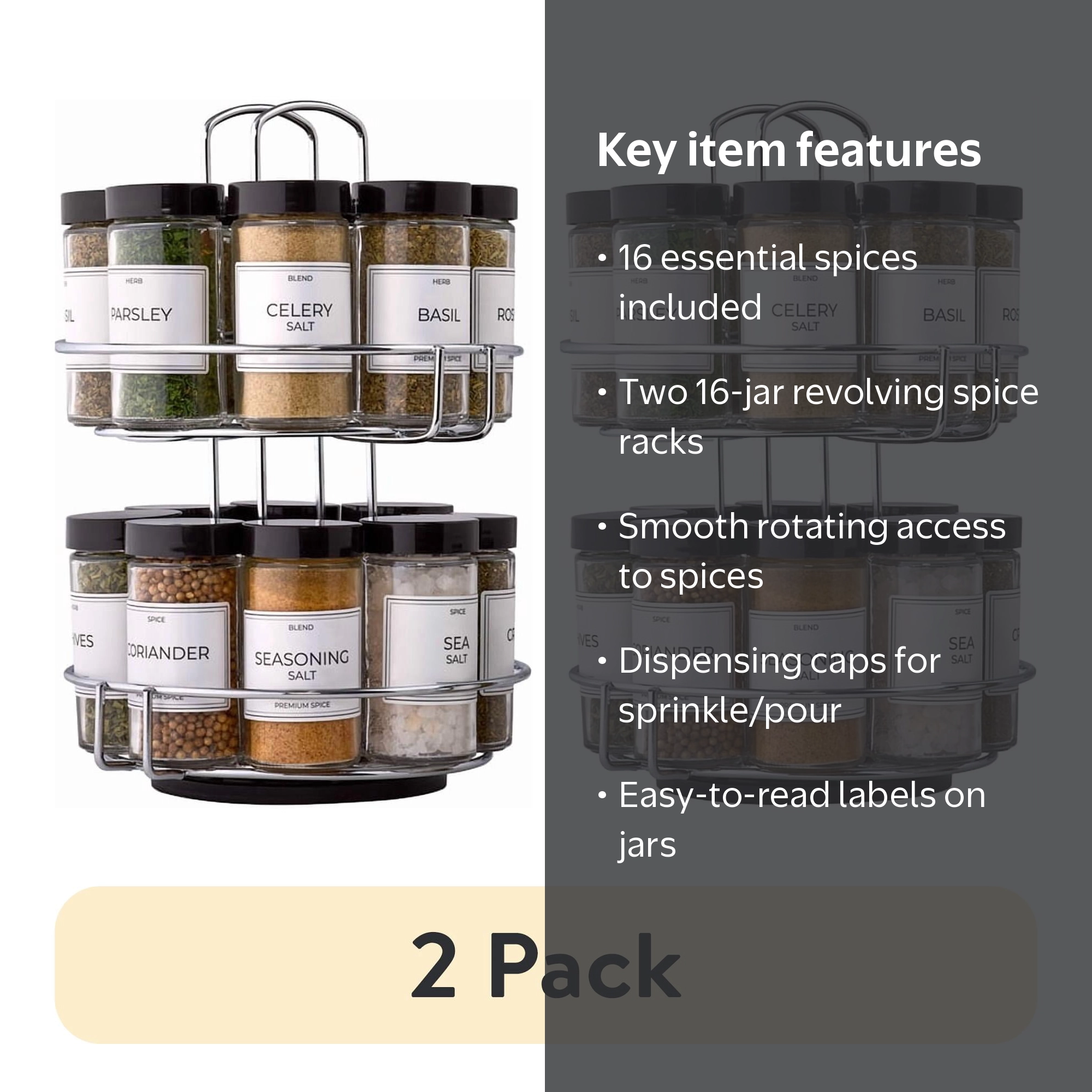 2 pack) Kamenstein 16 Jar Revolving Spice Rack, Chrome Wire, Pre