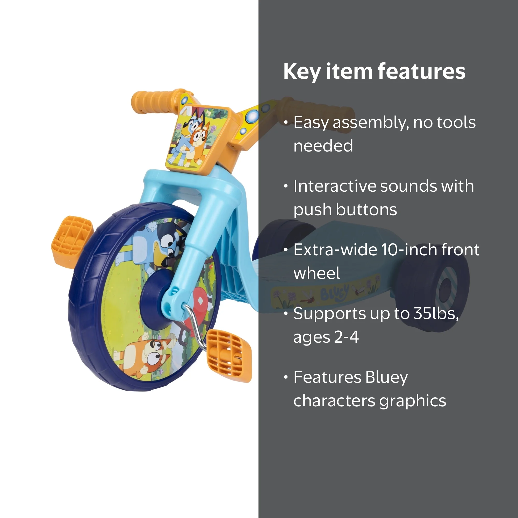 Fly Wheel Bluey Junior Cruiser Tricycle with 10 inch Front Wheel