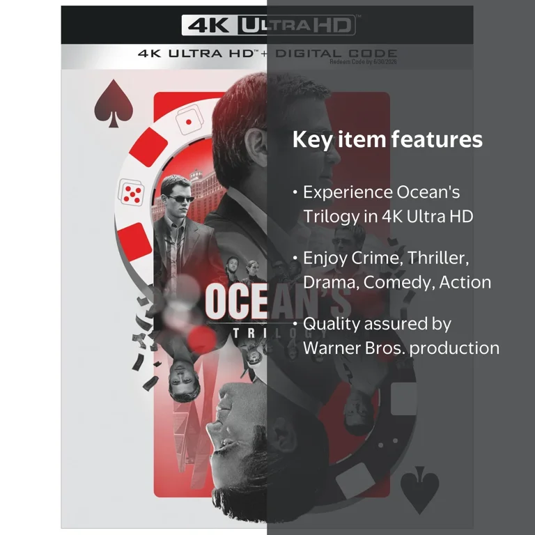 Warner Bros Ocean's Trilogy 4K Ultra HD, Thriller, Drama, Comedy
