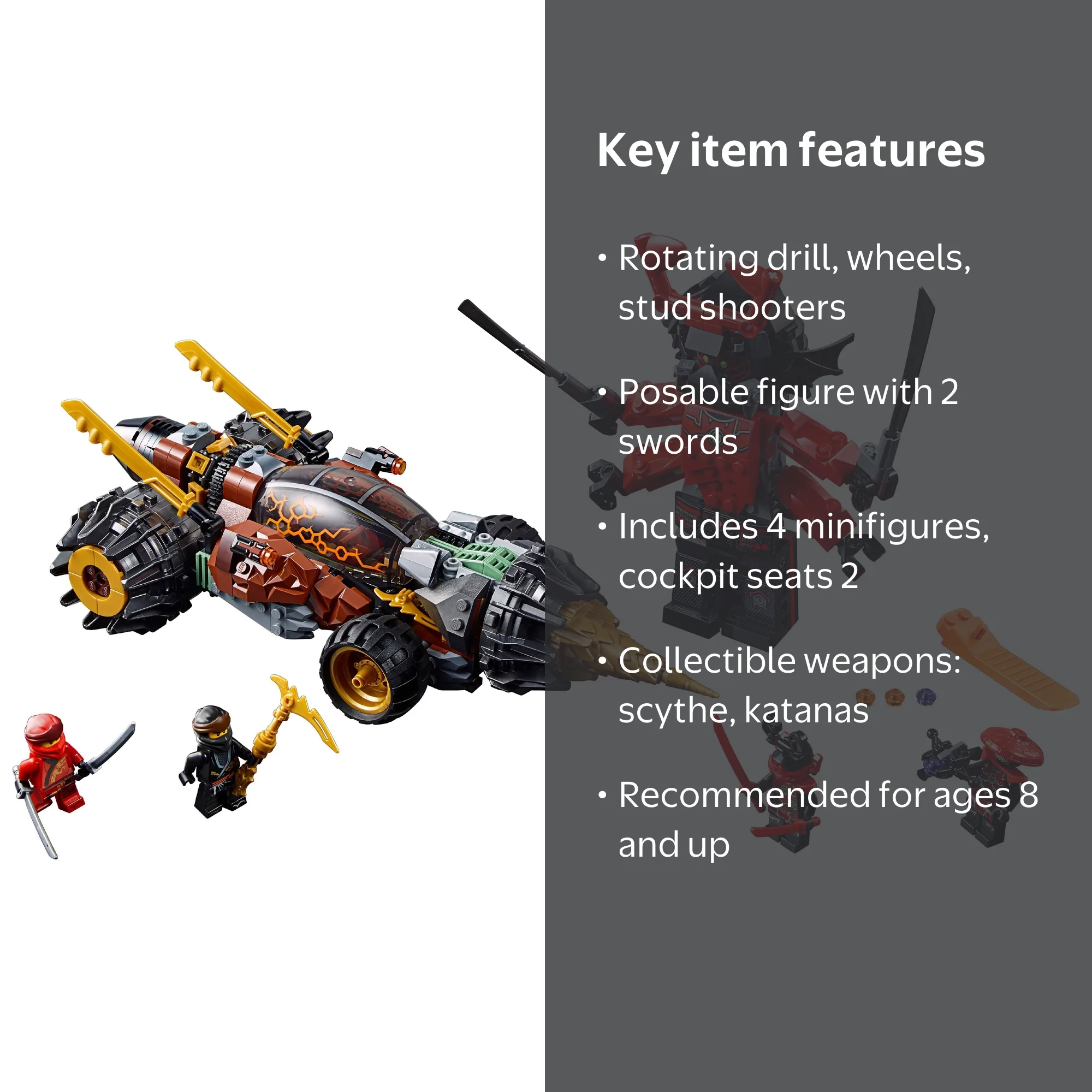 LEGO Ninjago Cole's Earth Driller Ninja Toy Set 70669 - Walmart.com