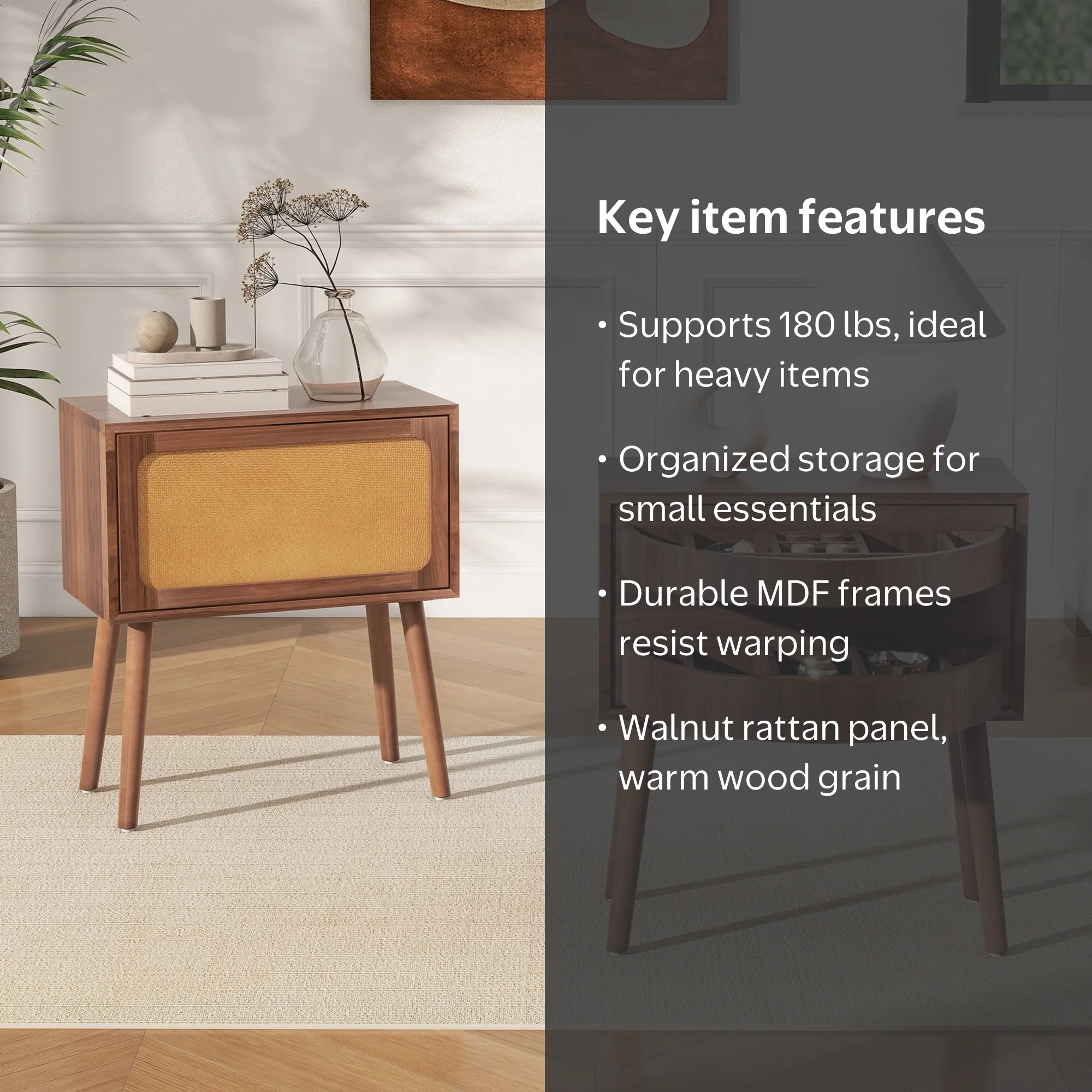 Christopher Knight Home Wood Nightstand with Rotating Hidden