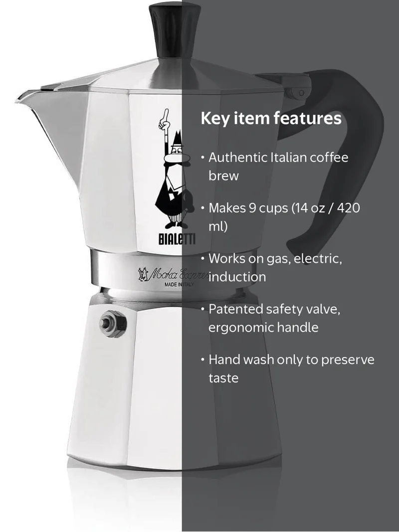 Bialetti Express Moka Pot, 9-Cup, Aluminum Silver - Walmart.com