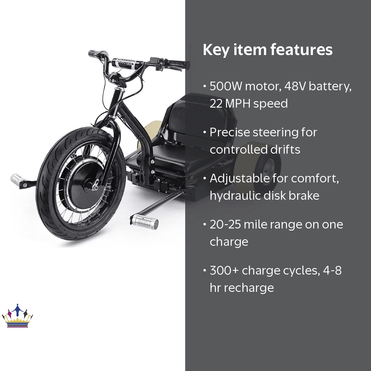MotoTec Foldable Motorized Drift Trike - Electric 48v 3-Wheel