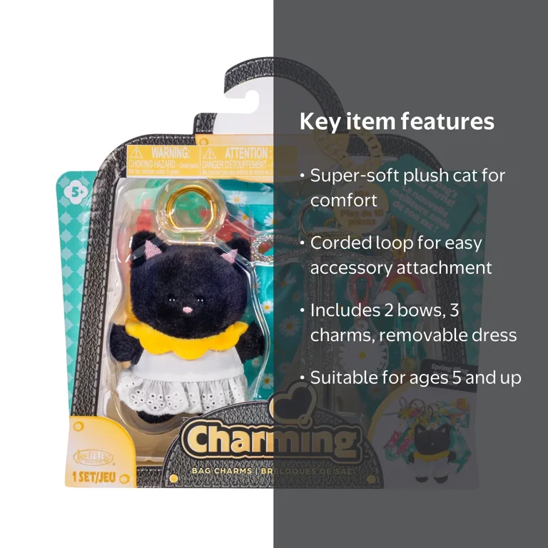Charming Bag Charms Spring Fling Set with Plush Cat Doll