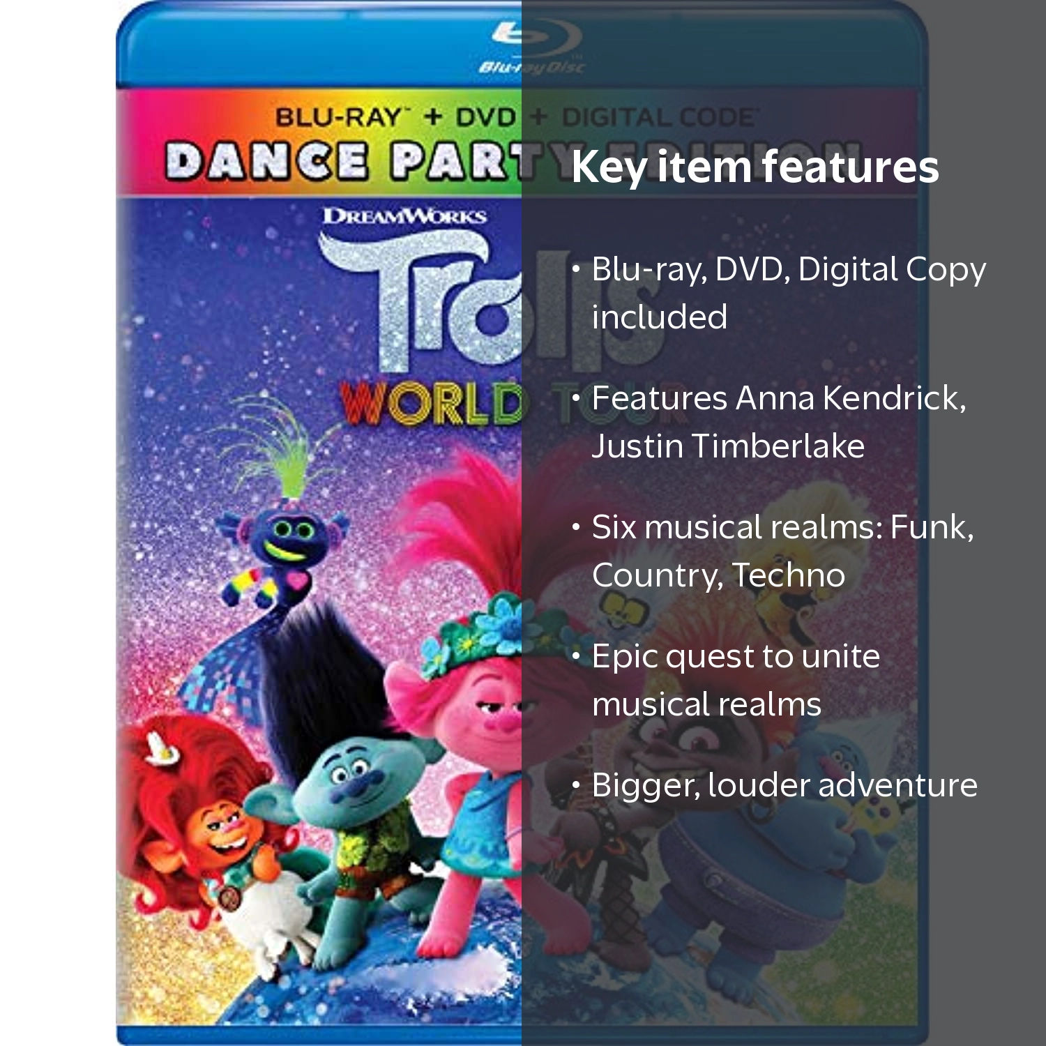 Trolls World Tour Movie - Blu-ray + DVD + Digital for Kids