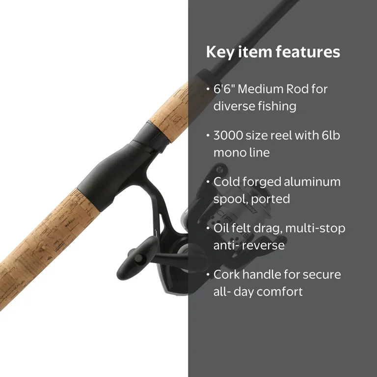 Shakespeare Cirrus Spinning Fishing Combo, 6'6