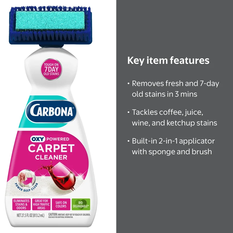 Carbona, Carpet Cleaner, 27.5oz, Oxy-Powered Foam Brush - Walmart.com