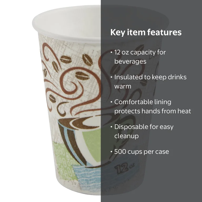 Dixie 5342DX Perfect Touch Insulated Disposable Paper Cups, 12 oz