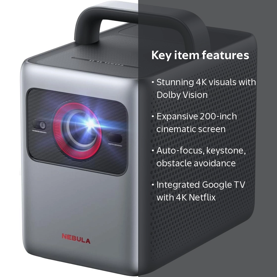 Nebula, Cosmos 4K SE Smart Projector, 4K Dolby Vision, 200
