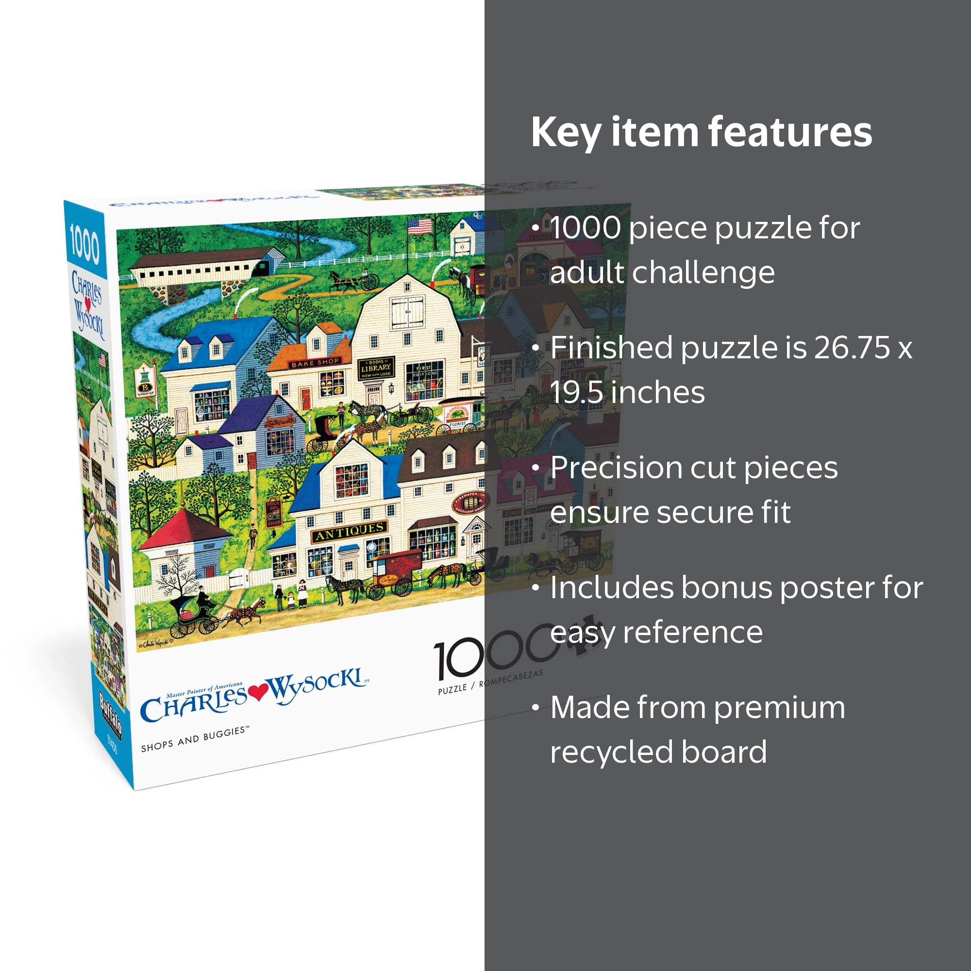 Buffalo Games 1000-Piece Charles Wysocki Shops and Buggies Adult