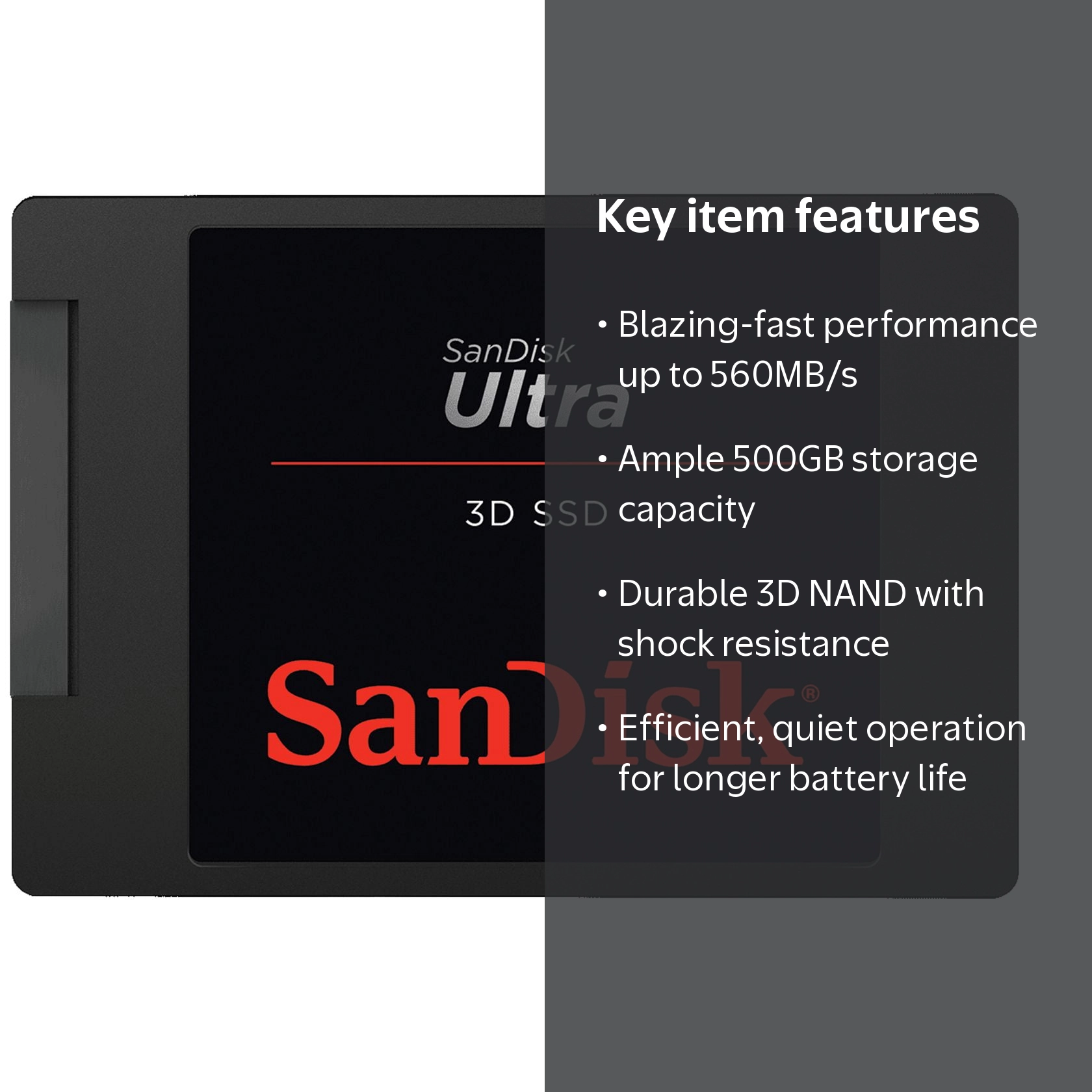 SanDisk, Internal SSD, 500GB Ultra 3D NAND SDSSDH3-500G-G26