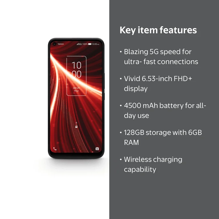 Verizon TCL 10 5G UW, New Wireless Prepaid Smartphone, Diamond