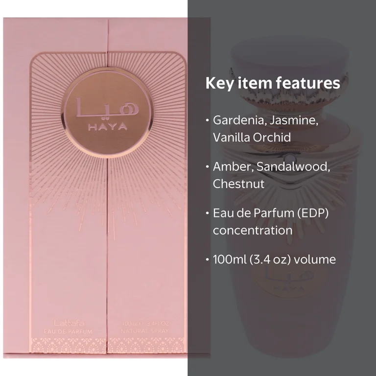 Lattafa, Haya Women Eau de Parfum Spray, 3.4 fl oz, Jasmine
