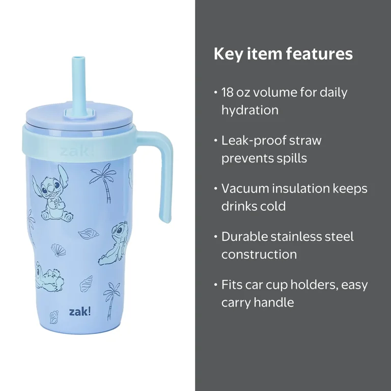 Zak Designs 18oz Stitch Kids Straw Handle Tumbler - Walmart.com