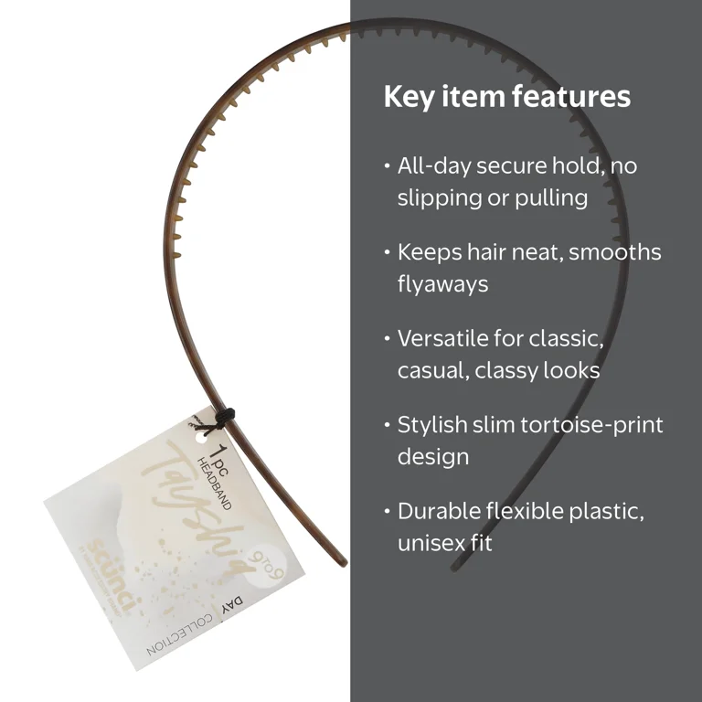 アクセサリー CT21 Tayshia by Scunci Flexible Plastic Headband, Tortoise Print