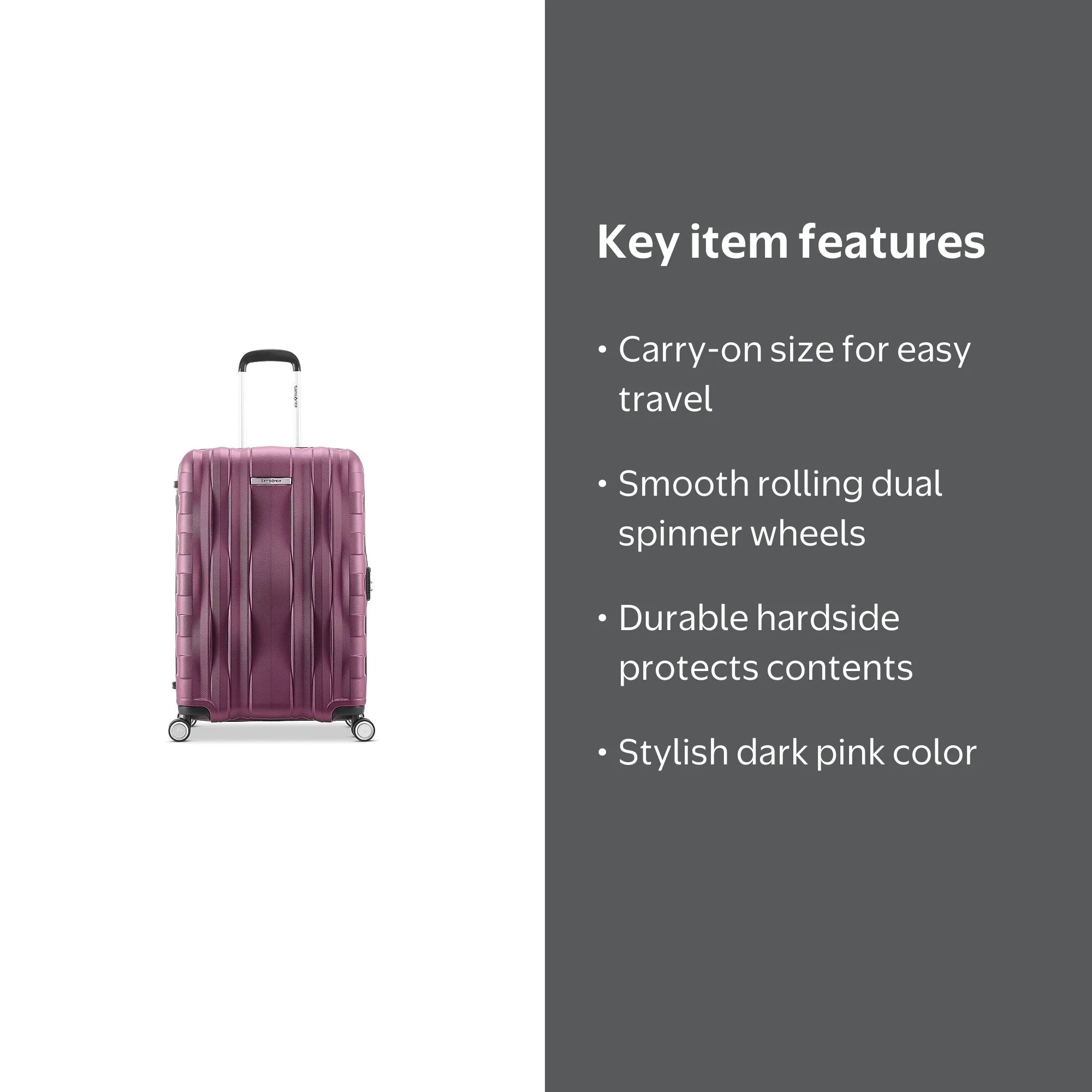 Samsonite Ziplite 5 Hardside Spinner Luggage, Dark Pink, 20-Inch