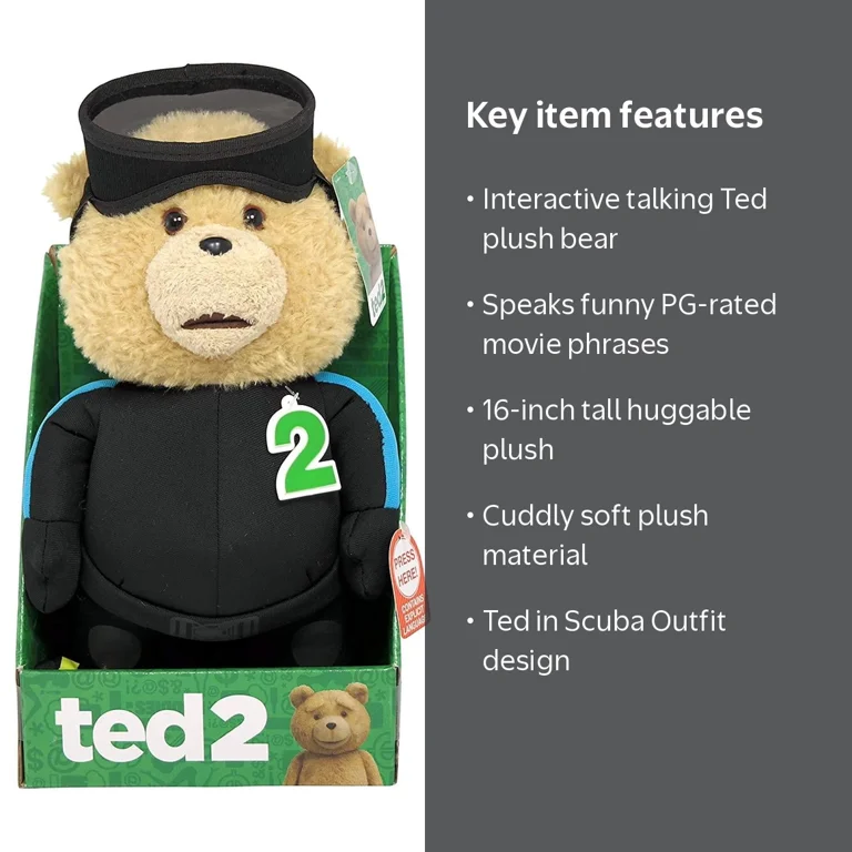Ted 2 Talking Ted In Scuba Outfit 16 Inch Plush Teddy Bear - Rated
