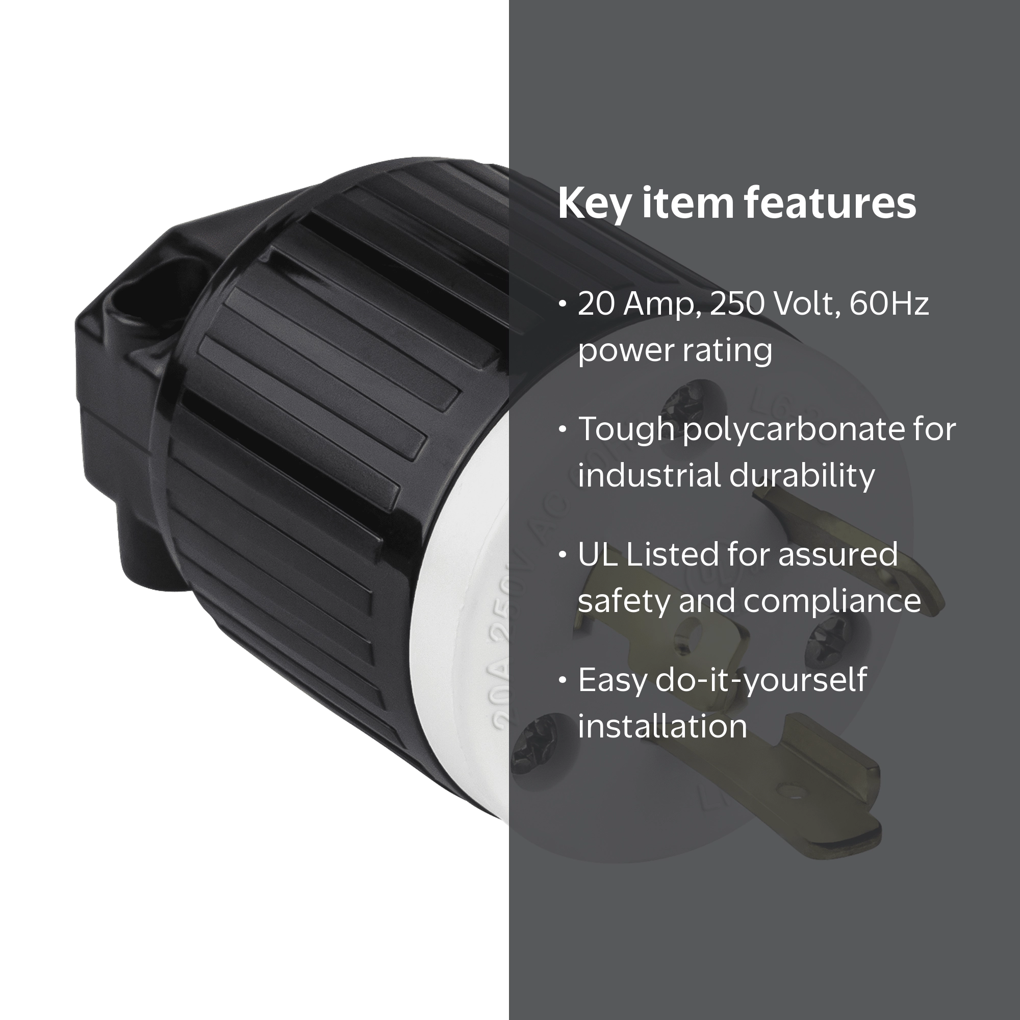 ENERLITES NEMA L6-20P Locking Plug Connector for Generator, Twist