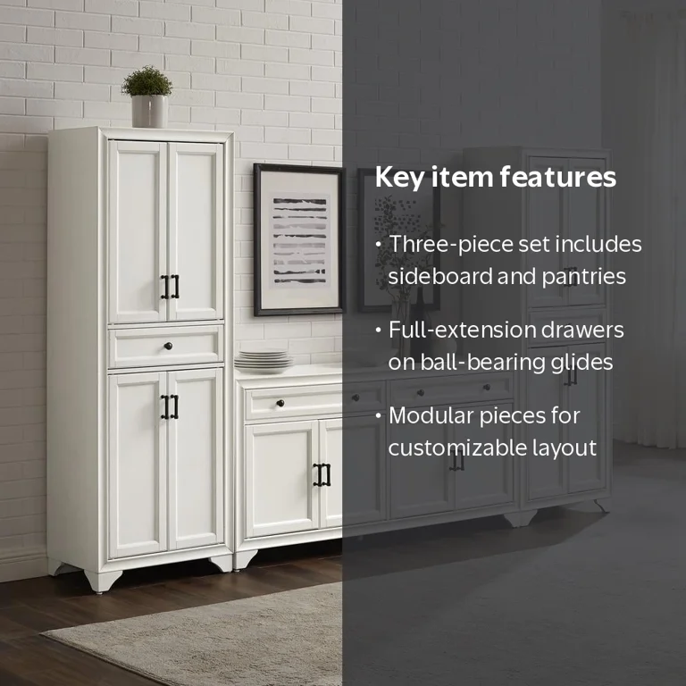 Crosley Tara 3 Piece Sideboard and Pantry Set - Walmart.com