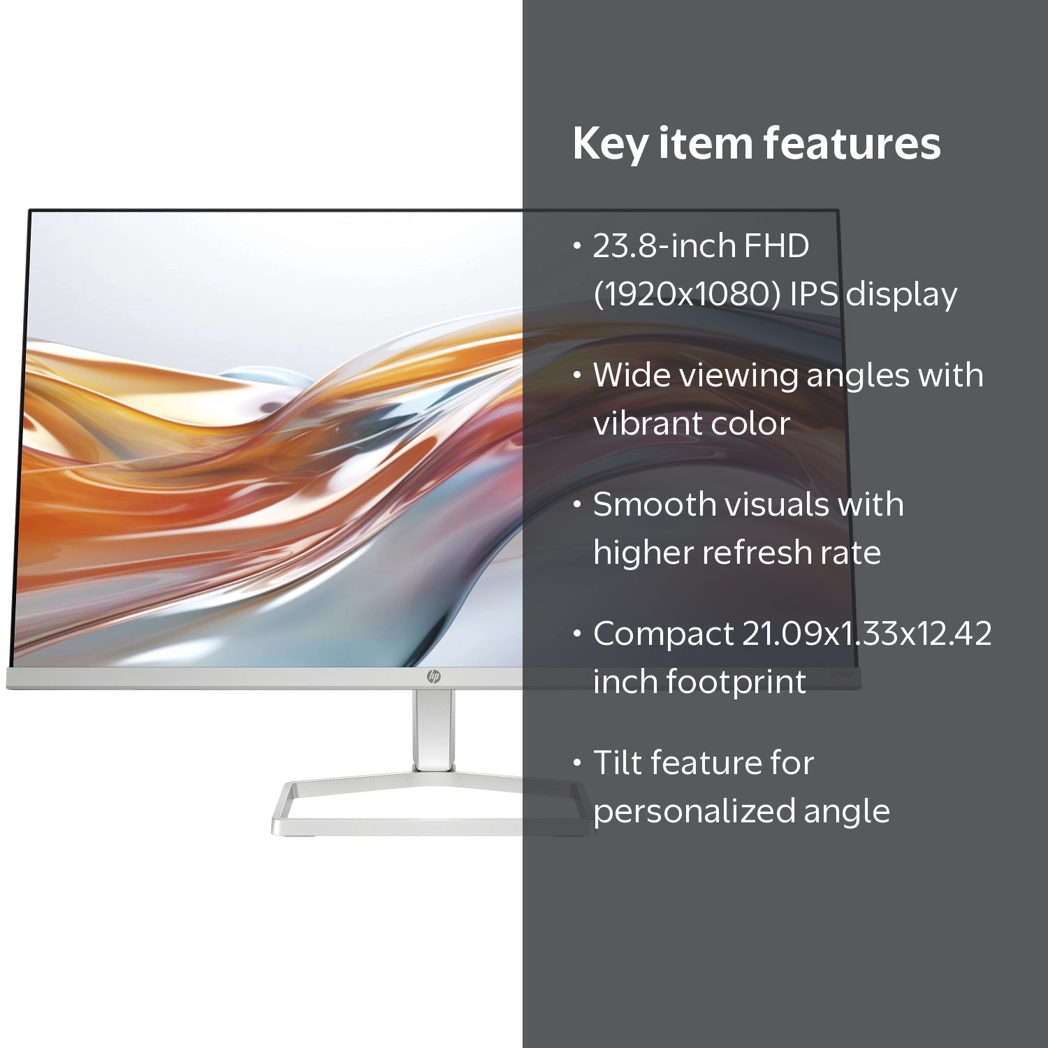 HP Series 5 23.8 Inch FHD White Monitor, IPS LCD Display, 1920 x