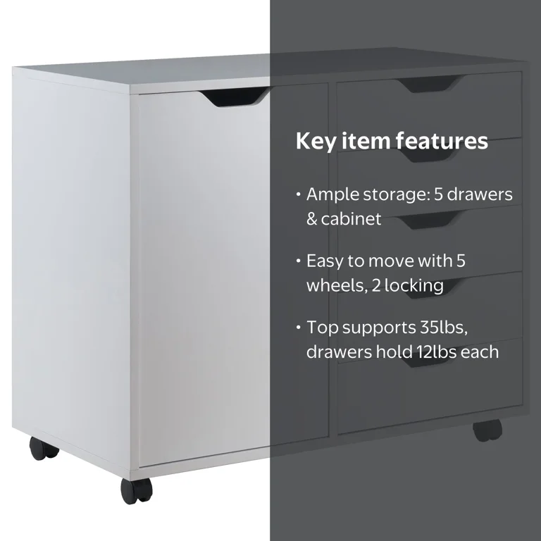 Winsome, Storage Mobile Cabinet, 10630, White Finish - Walmart.com
