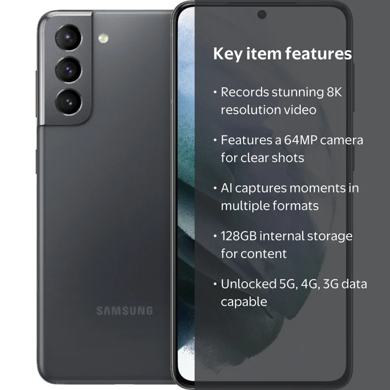 Samsung, Galaxy S21 5G Smartphone, G991U, 128GB Gray - Walmart.com